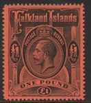 1914 Falkland Islands - SG.69 £1 black/red. Unmounted mint