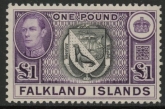 1938 Falkland Islands SG.163 £1 black and violet.mounted mint