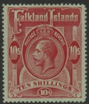 1914 Falkland Islands  SG.68  10/- red/green.  mounted mint.
