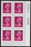 U2933 £1 magenta 2B  M12L  date block 07/02/12 SBP plain DLR  U/M (MNH)