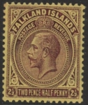 1921 Falkland Islands - SG.77  2½d deep purple/pale yellow. wmk. multi script CA mounted mint