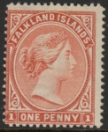 1902 Falkland Islands  SG.24  1d orange-red mounted mint