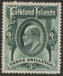 1904 Falkland Islands. SG.49 3s green. mounted mint.