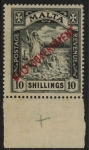 1922 Malta SG.121 10s  black. Wmk. 'Multi script CA. 'SELF GOVERNMENT' overprint. U/M MNH