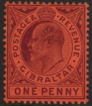 1904 Gibraltar SG.57  1d dull purple/red. mounted mint.