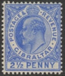 1907 Gibraltar SG.69  2½d ultramarine. U/M MNH