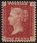 SG.43 1d rose red. corner letters 'BE' Plate 108  mint Original Gum