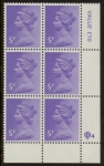 X1003 (UG15)  Questa 5p light violet Perf 14 . FCP PVAD Cyld. Q4 row 20 U/M (MNH)
