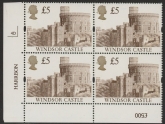 UK15 (SG.1614) £5  cylinder Block of 4 cylinder 4D PVAD Harrison  U/M (MNH)