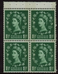 SB75 Crowns whiter paper 4 x 1½d.  blue phos. wmk. sideways left  perf AP. good perfs.U/M (MNH)