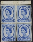 SB110a  4 x 4d. crowns 8mm violet phos. wmk. right. perf AP. good perfs.U/M (MNH)