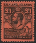 1929 Falkland Islands SG.126 £1 black/red mounted mint