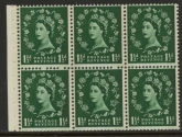 SB71 Crowns 6x1½d, 2 band green phos.  wmk. upright perf I ( trimmed perfs). U/M (MNH)