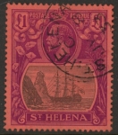 1922 St Helena KGV SG96 £1 grey & purple/red Very Fine used.