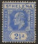1908 St Helena KEVII SG64  2½d blue (ordinry paper). fine used.