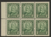 1928 Canada SG.276a   2c green booklet pane of 6 mounted mint