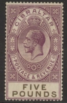 1925 Gibraltar. SG.108 £5 violet & black. mounted mint.(click to view back)