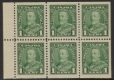 1935 Canada SG.341a 1c green.  booklet pane of 6. U/M (MNH)