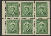 1942 Canada SG.375b 1c green booklet pane of 6 U/M (MNH)