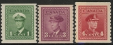 1943 Canada SG.394-6 Imperf x 12 Set of 3 values U/M (MNH)