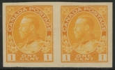 1924 Canada SG.259 1c chrome yellow imperf pair  mounted mint