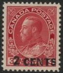 1926  Canada  SG.264  2c on 3c carmine   surcharged (die I ) mounted mint