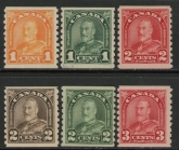 1930-1 Canada SG.304-9 Coil Stamps Set of 6 values mounted mint