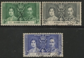1937 Gibraltar SG.118-20 Coronation Set of 3 values used.