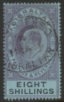 1903 Gibraltar.  SG.54 KEVII.  8/- dull purple & black/blue. Wmk. crown CA fine used.
