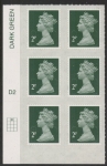 U2921  2p 2B deep green M16L  cyld. D2  grid position R1  C2  DLR  U/M (MNH)