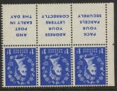 SB25a Tudor Crown 3 x 1d + 3 lables, watermark inverted perf Iem  (good perfs) U/M (MNH)