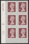 U2922 5p dull red brown M20L Cyl. W1  grid position  R1  C2  SBP  s/L  Walsall U/M (MNH)
