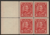 1931 Canada SG.293a  3c scarlet booklet pane of 4 + 2 labels  U/M (MNH)