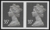 Y1700a  35p 'IMPERF PAIR' 2B  sepia. blue fluor. ex sheet   DLR   U/M (MNH)