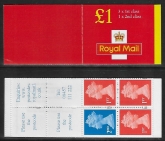 2001 FH44a £1.00 red cover 1x2nd 3x1st  'postcodes' on label.(added 's')  PHOTO. Questa.  U/M (MNH)
